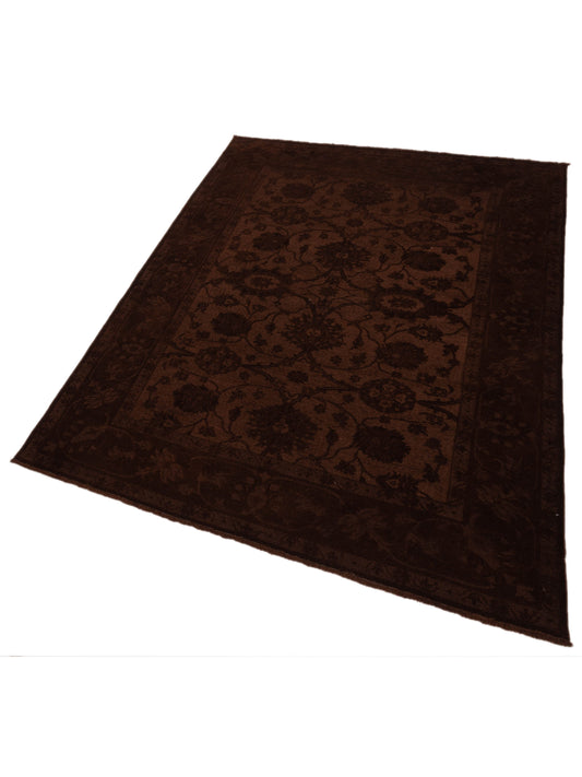 Vintage Dark Brown 6.10x9.8 Hand Knotted Rug