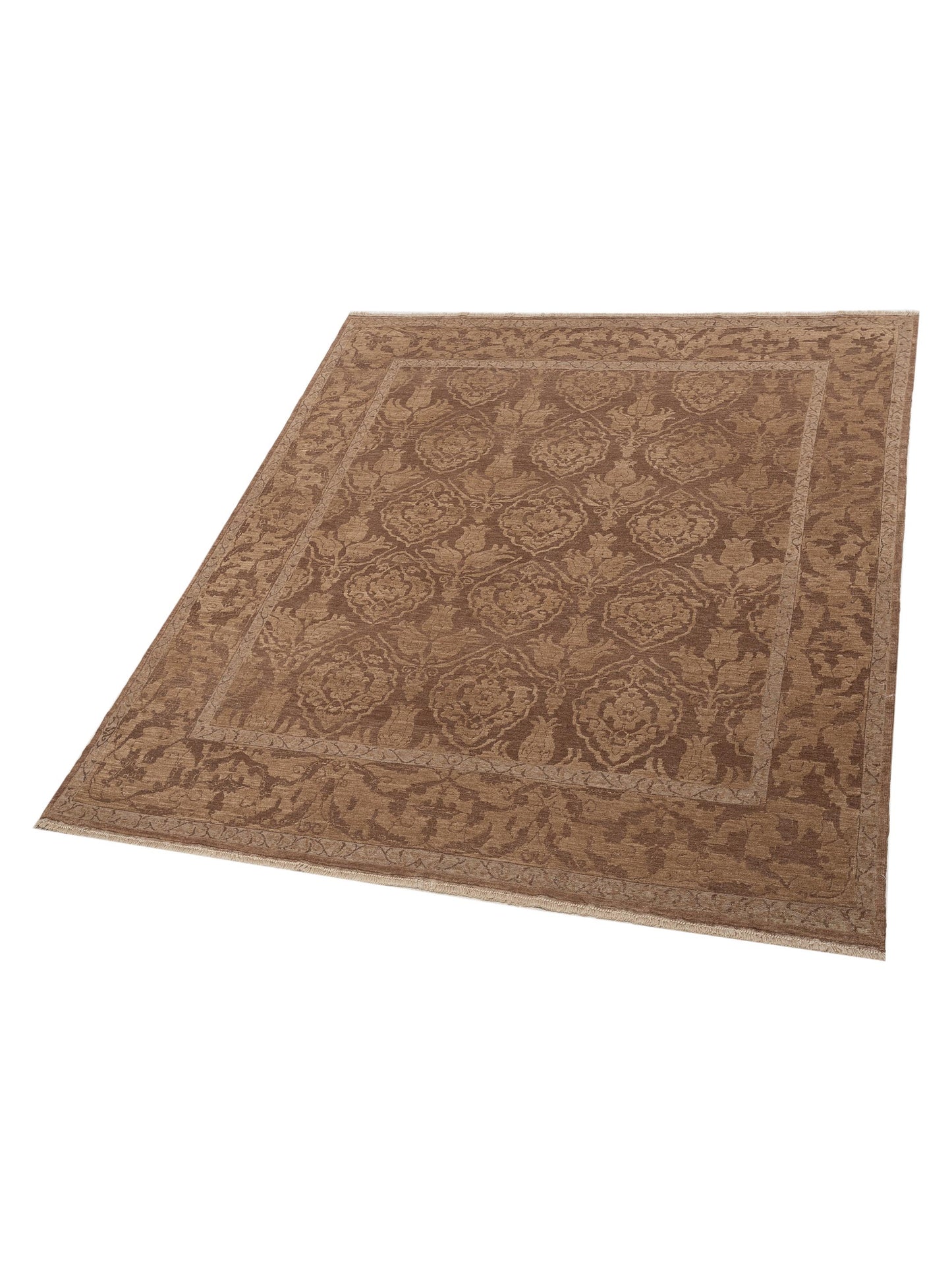 Defnera Dark Brown Brown 8x9.2 Hand Knotted Rug