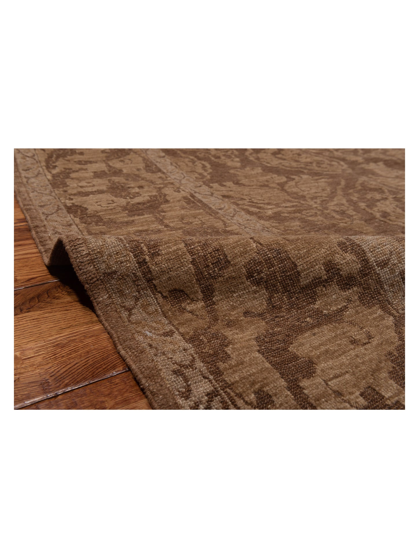 Defnera Dark Brown Brown 8x9.2 Hand Knotted Rug