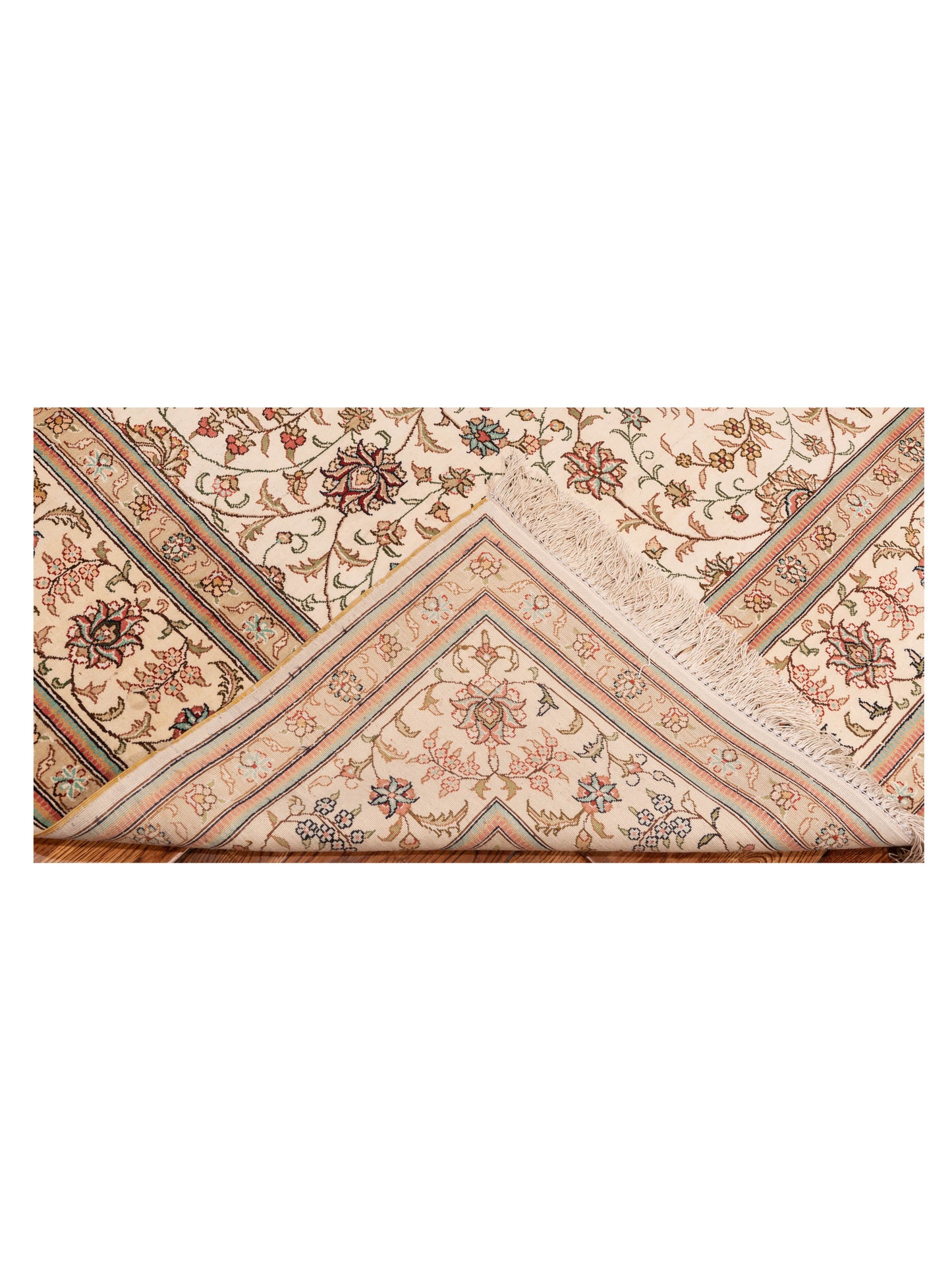 Pure Silk Ivory Ivory 6x6.2 Hand Knotted Rug