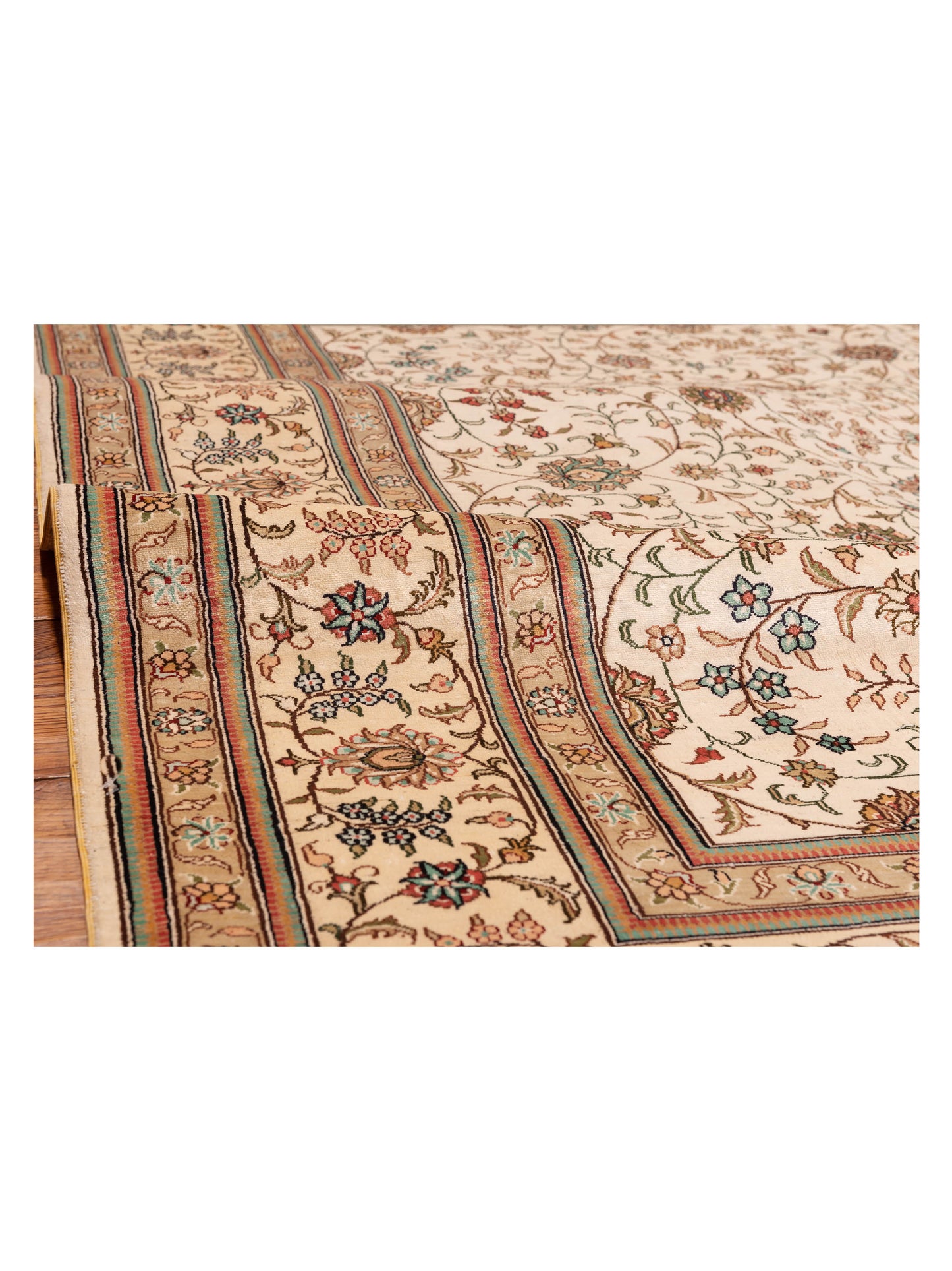 Pure Silk Ivory Ivory 6x6.2 Hand Knotted Rug