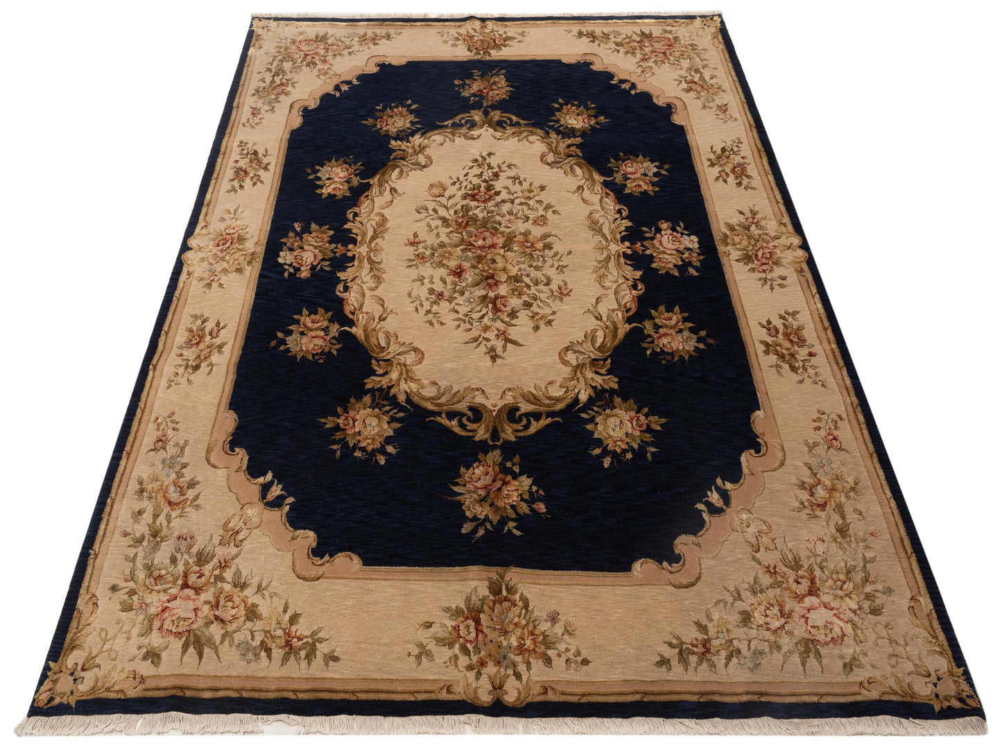 Javira Silk Blue Ivory 7.10x9.10 Hand Knotted Rug