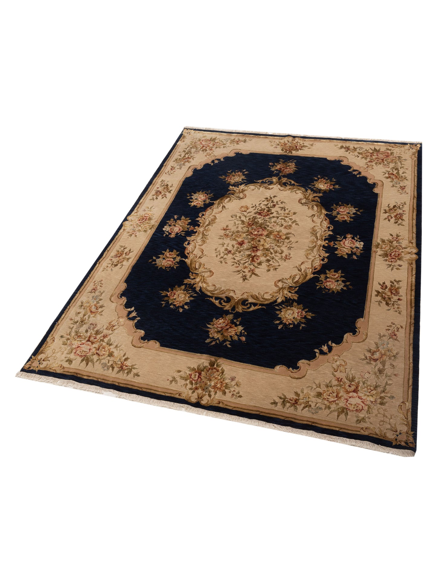 Javira Silk Blue Ivory 7.10x9.10 Hand Knotted Rug