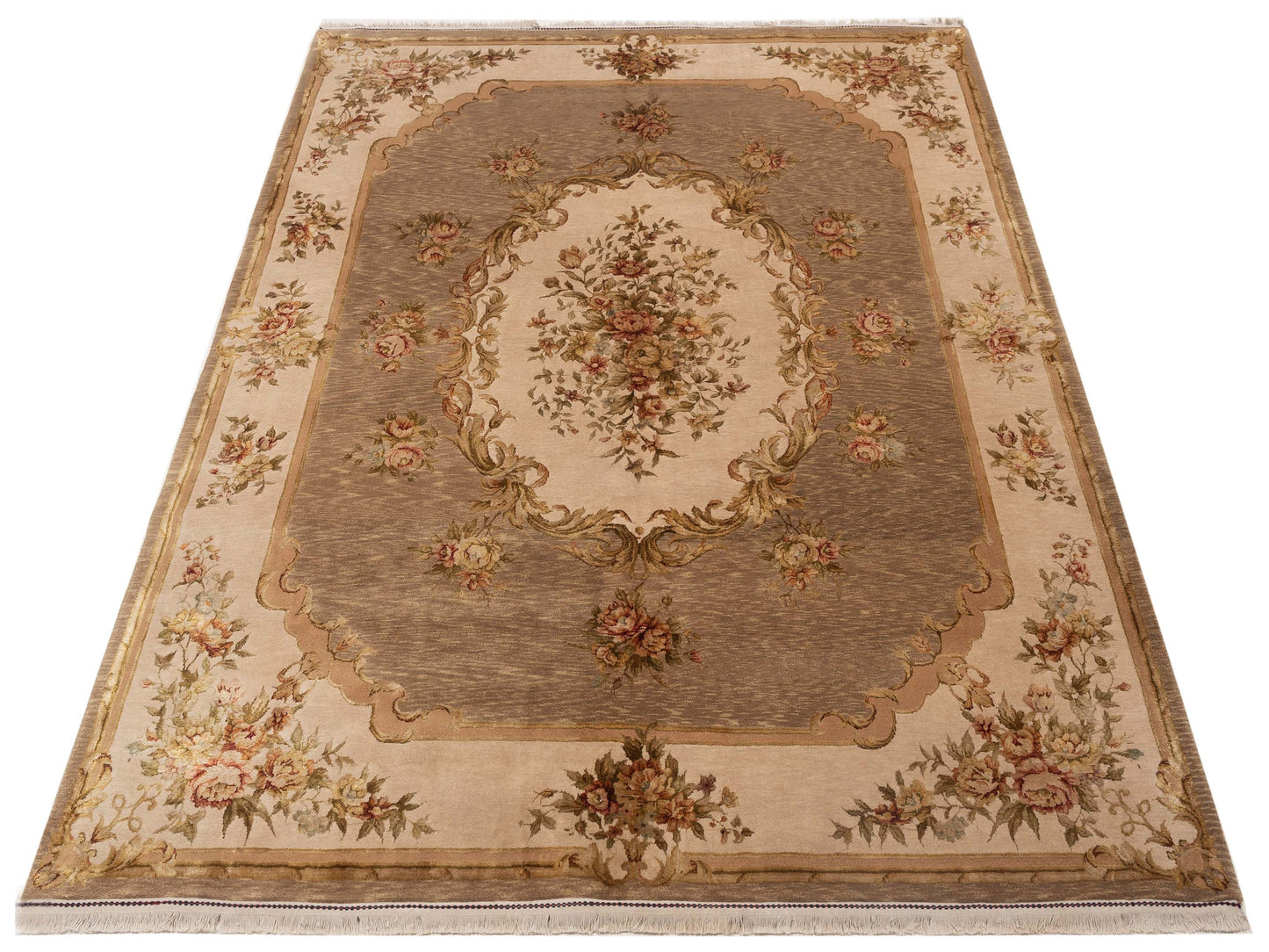 Javira Silk Tobacco Beige 7.10x9.9 Hand Knotted Rug