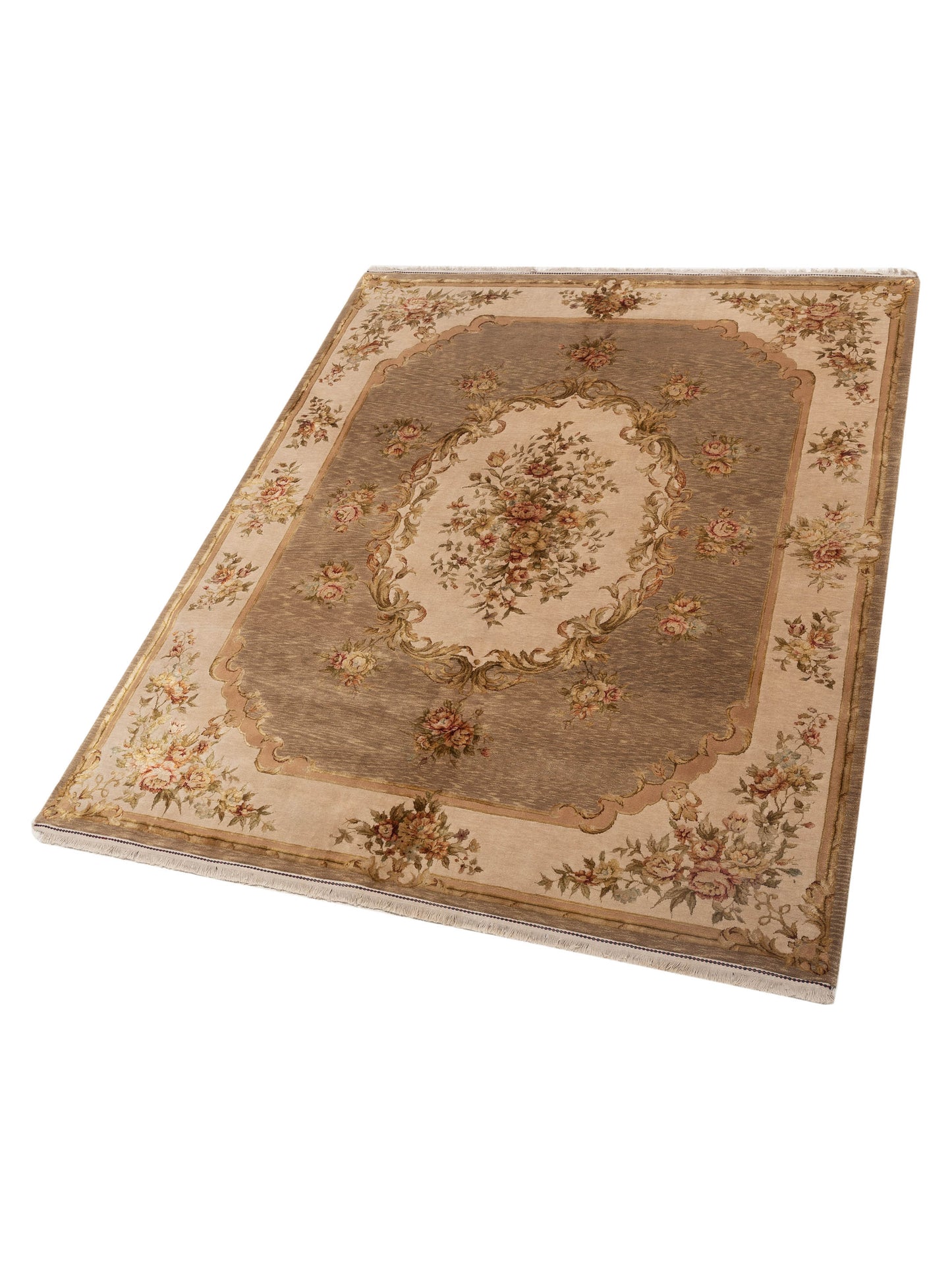 Javira Silk Tobacco Beige 7.10x9.9 Hand Knotted Rug