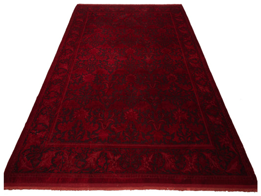 Vintage Charcoal Red 10x14.4 Hand Knotted Rug