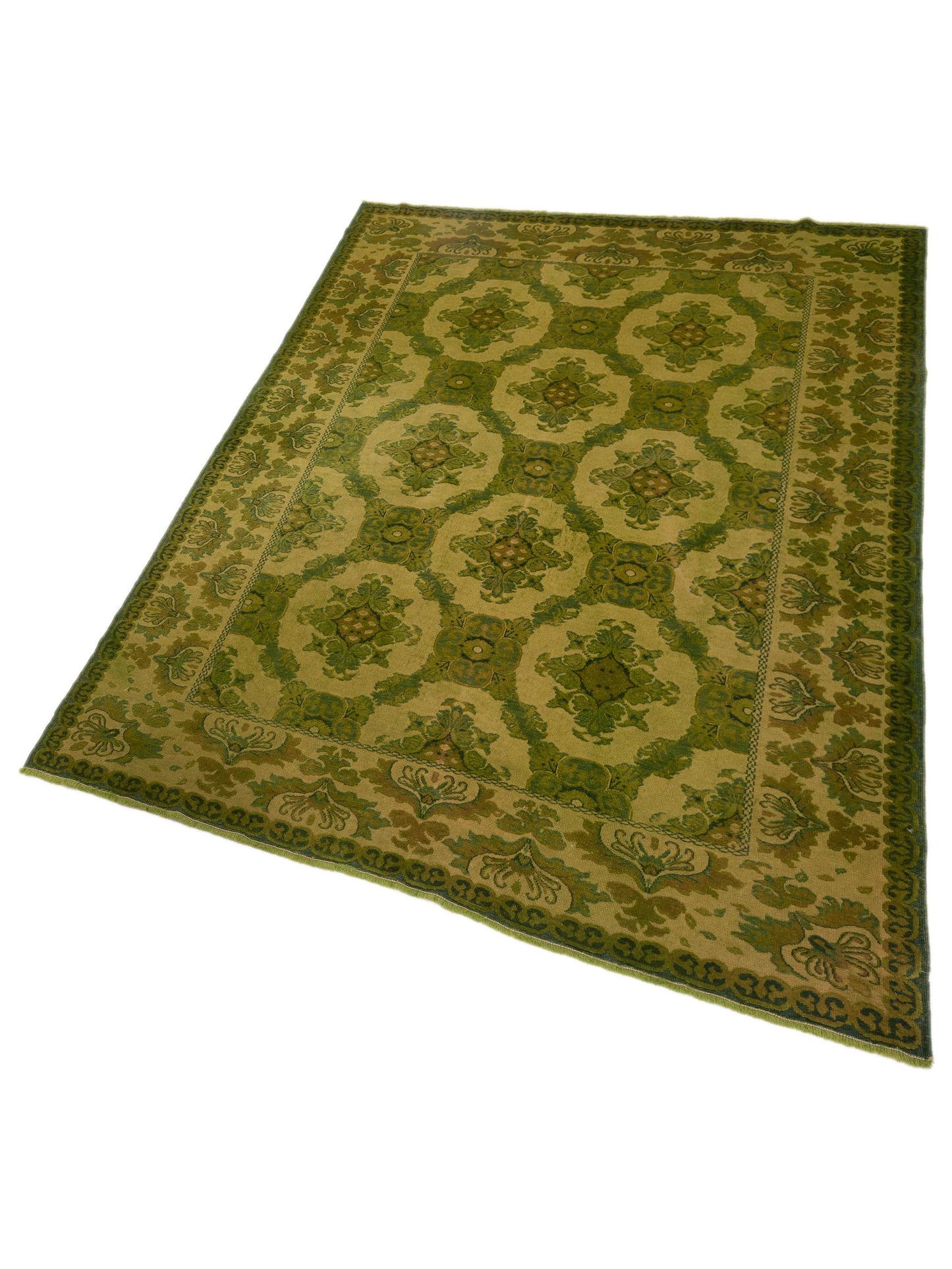Vintage Green 6.9x9.2 Hand Knotted Rug