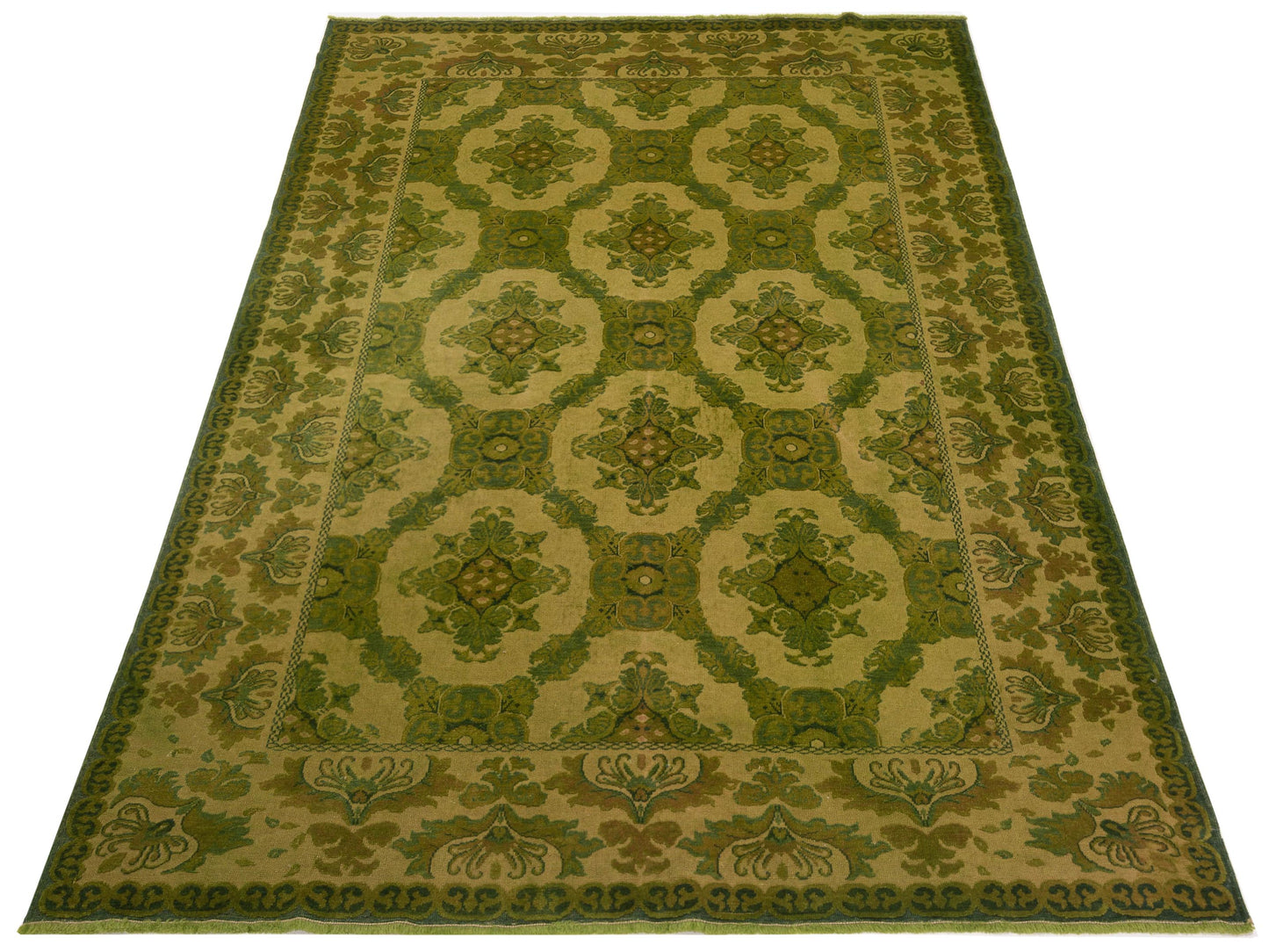 Vintage Green 6.9x9.2 Hand Knotted Rug