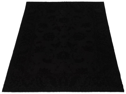 Vintage Black 8.4x9.8 Hand Knotted Rug