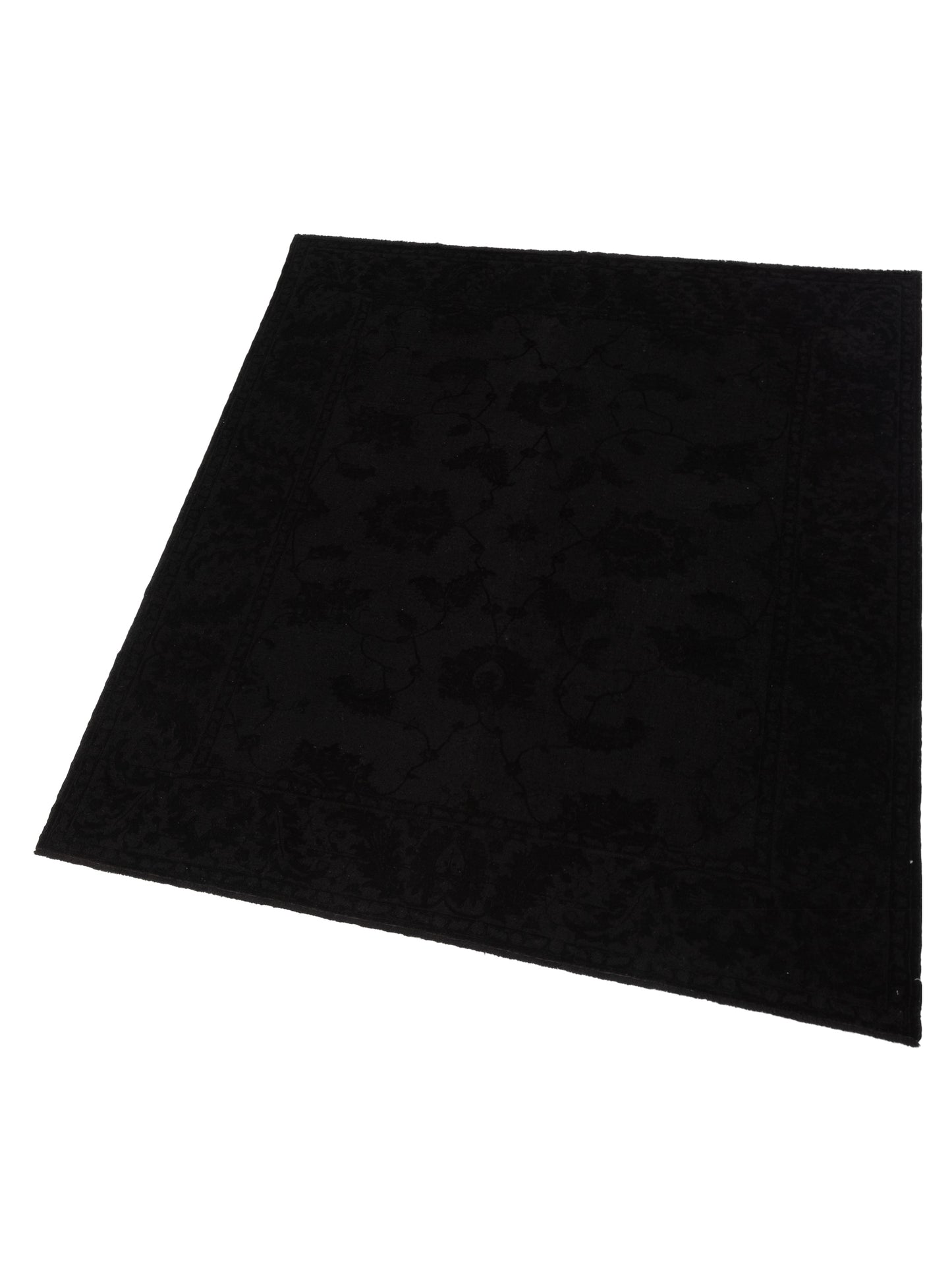Vintage Black 8.4x9.8 Hand Knotted Rug