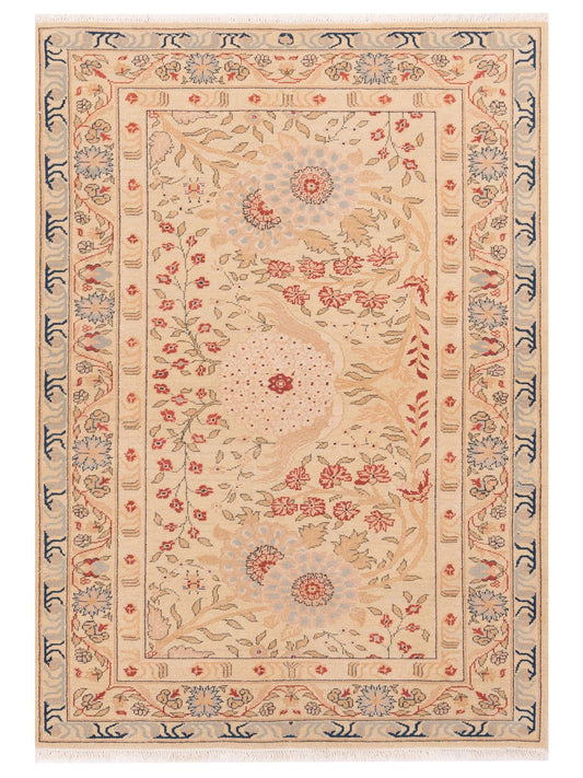 Petalyn Ivory Ivory 4x6.5 Hand Knotted Rug