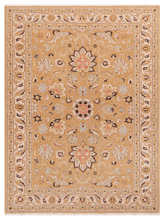 Petalyn Gold Ivory 4.8x6.5 Hand Knotted Rug