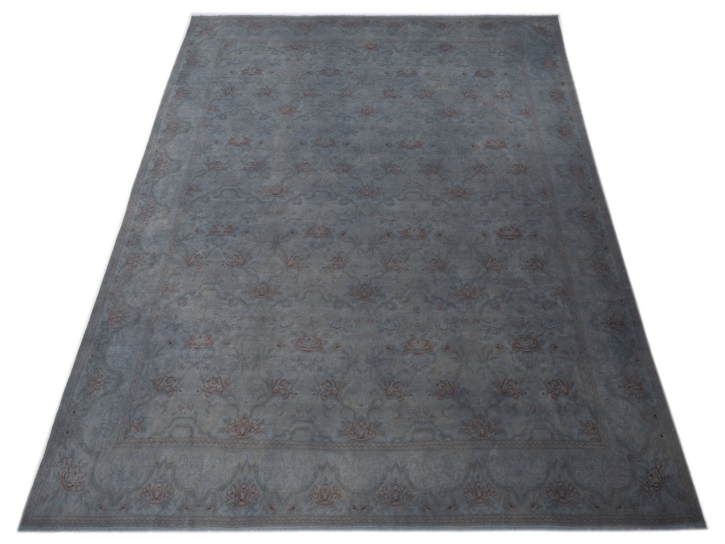 Vintage Gray 11.11x15.2 Hand Knotted Rug