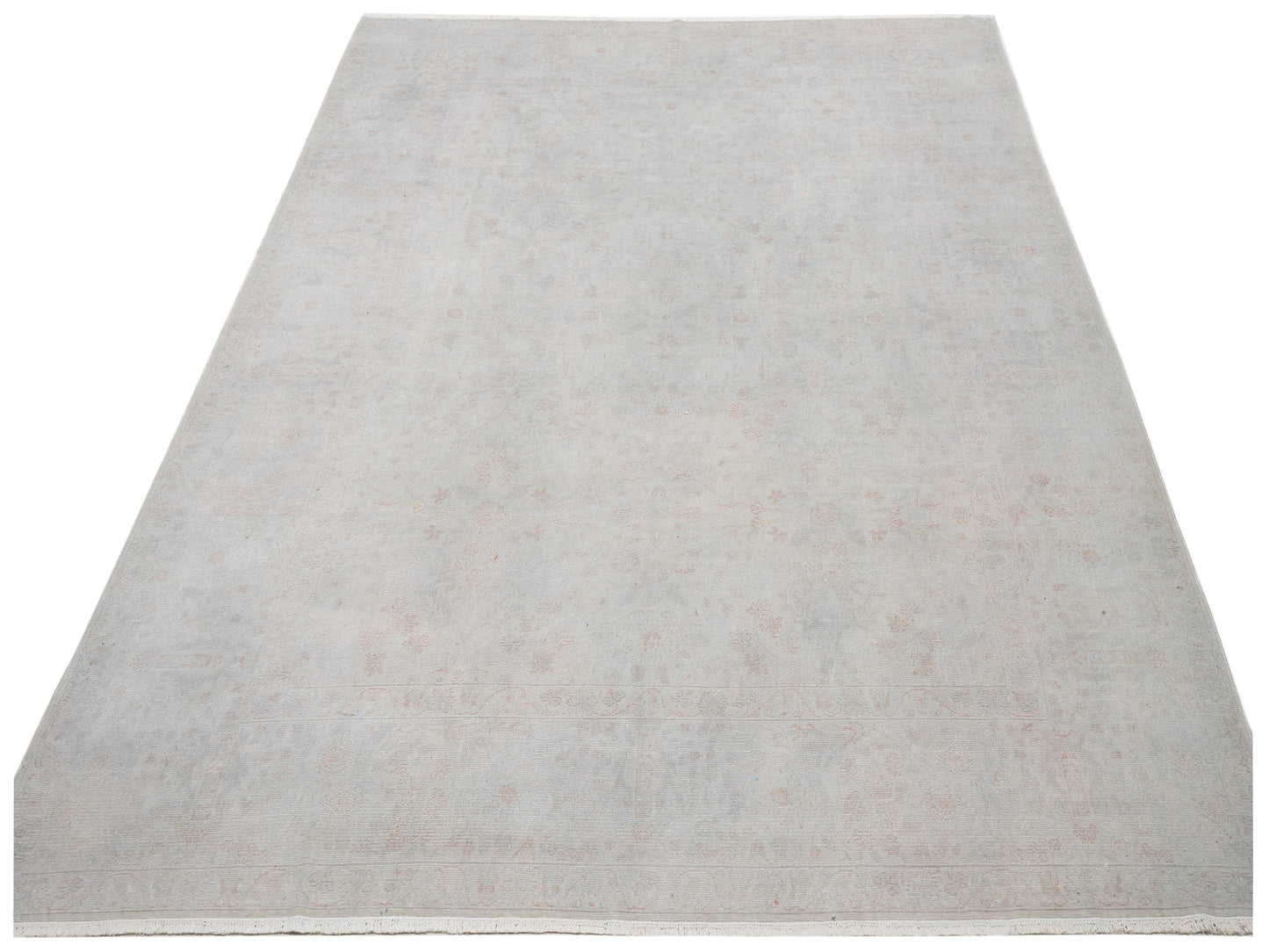 Vintage Silver 8.11x11.4 Hand Knotted Rug