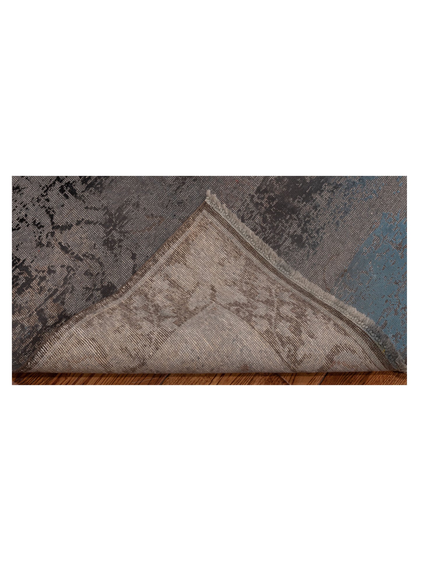 Vintage Gray Blue 3x9.3 Hand Knotted Rug