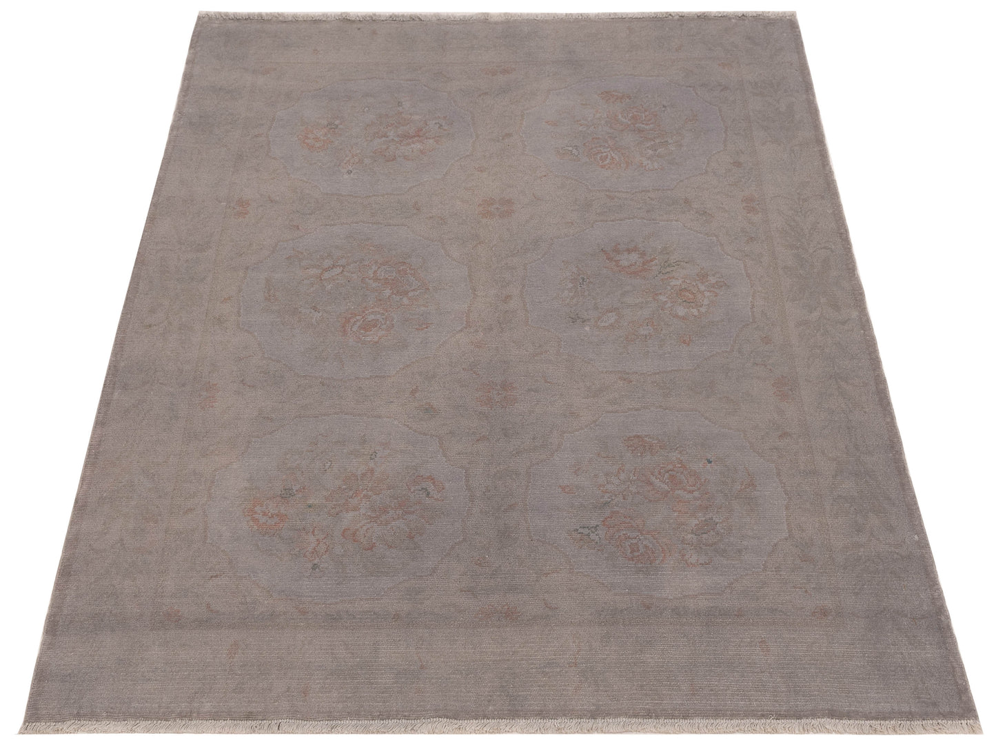 Vintage Silver 4.10x6.2 Hand Knotted Rug