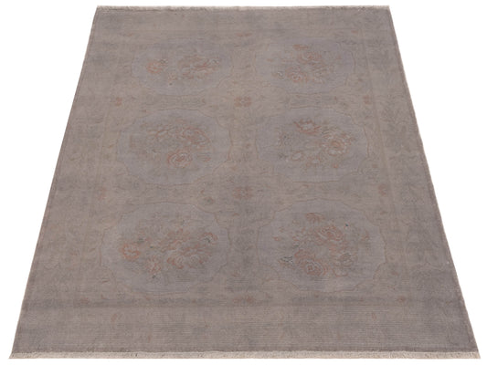 Vintage Silver 4.10x6.2 Hand Knotted Rug
