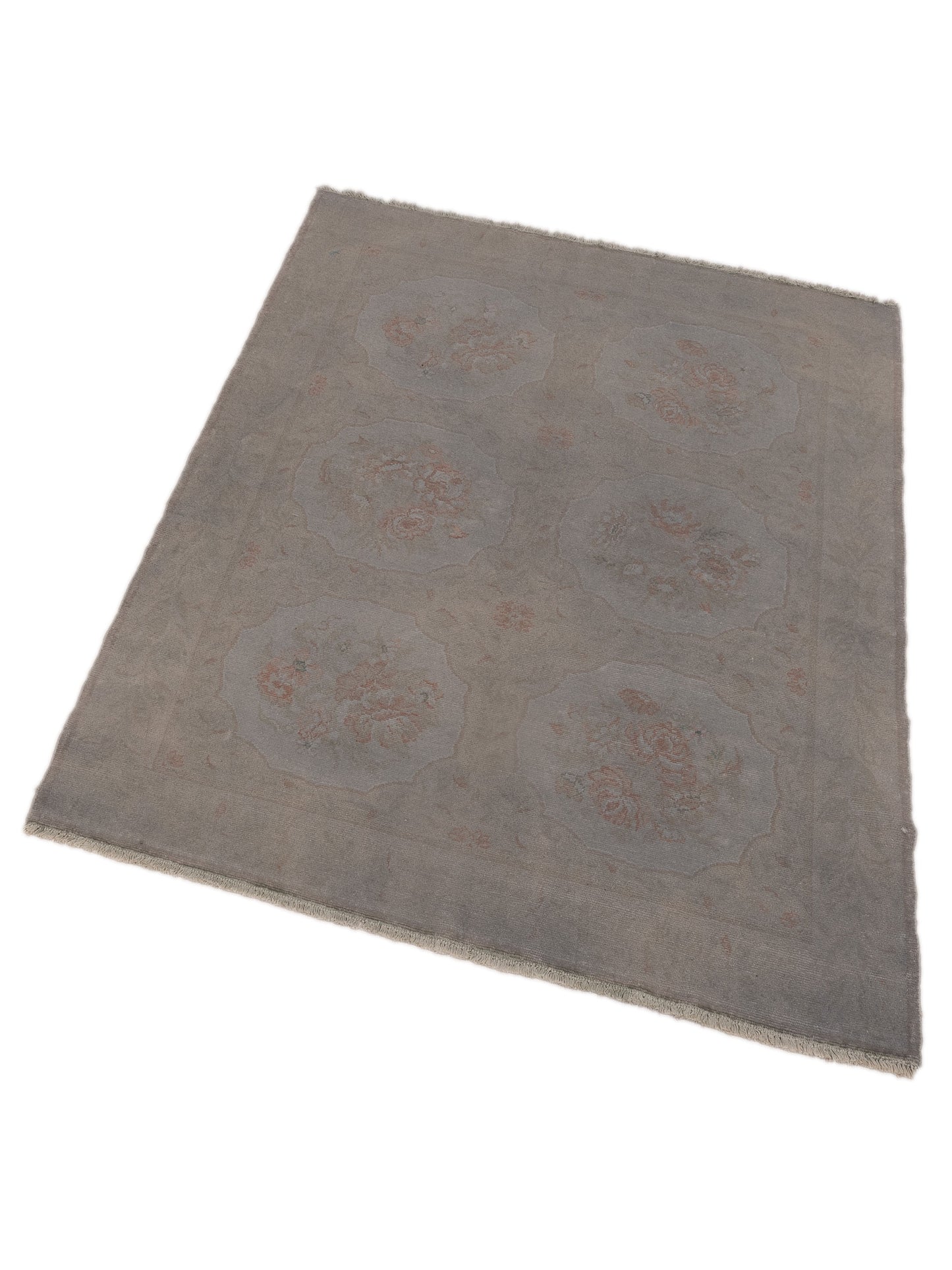 Vintage Gray 4.11x6.3 Hand Knotted Rug