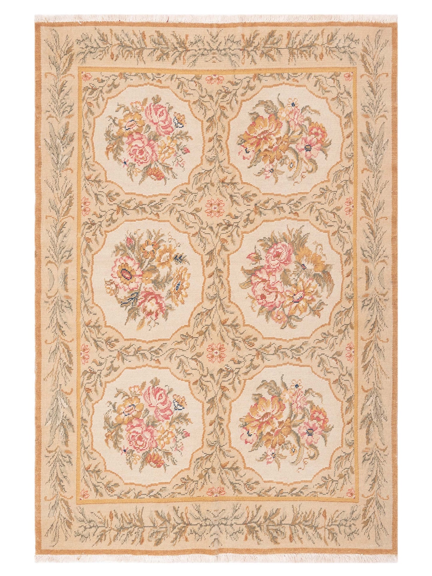Petalyn Ivory Ivory 5.1x6.6 Hand Knotted Rug