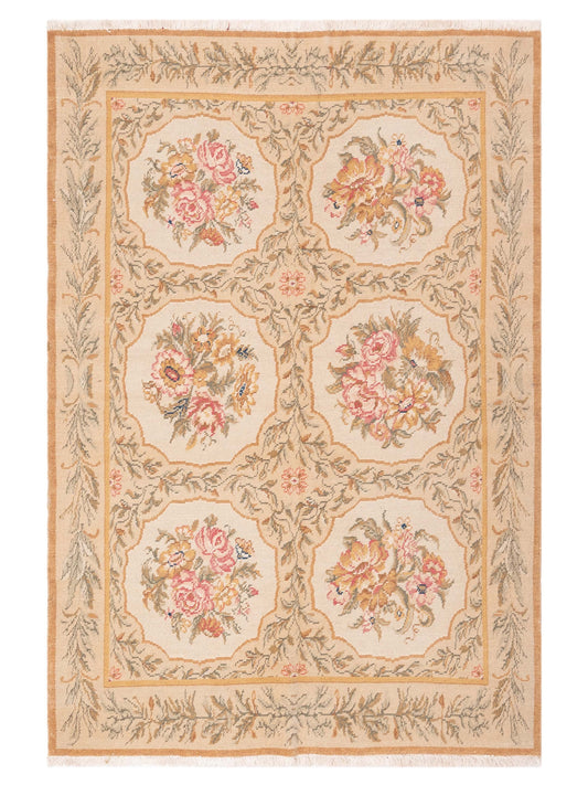 Petalyn Ivory Ivory 5.1x6.6 Hand Knotted Rug