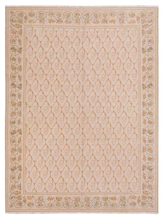 Petalyn Ivory Beige 8.1x9.10 Hand Knotted Rug