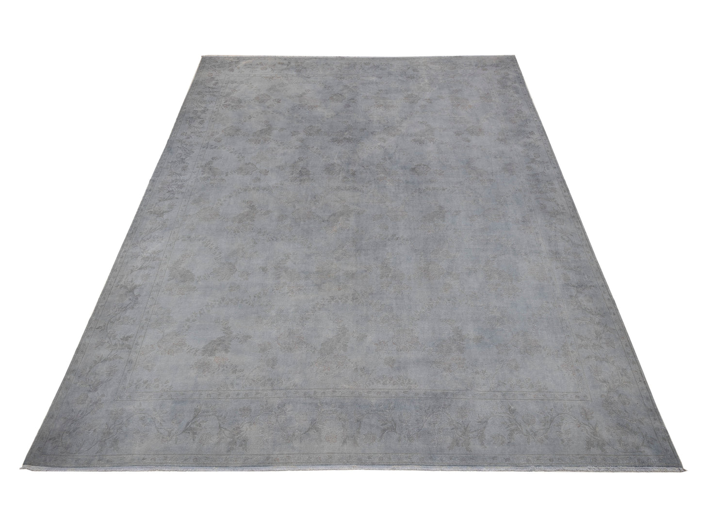 Vintage Light Gray 12.4x16 Hand Knotted Rug