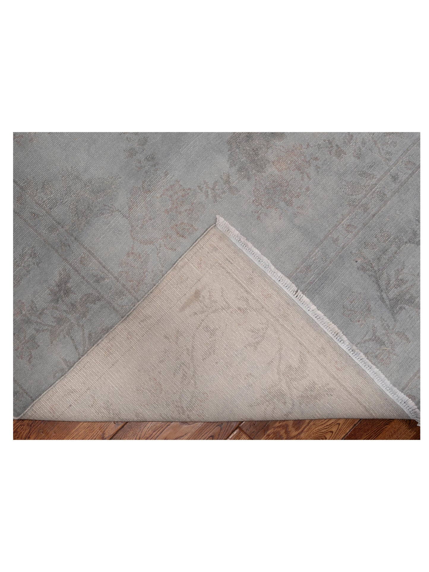 Vintage Light Gray 12.4x16 Hand Knotted Rug