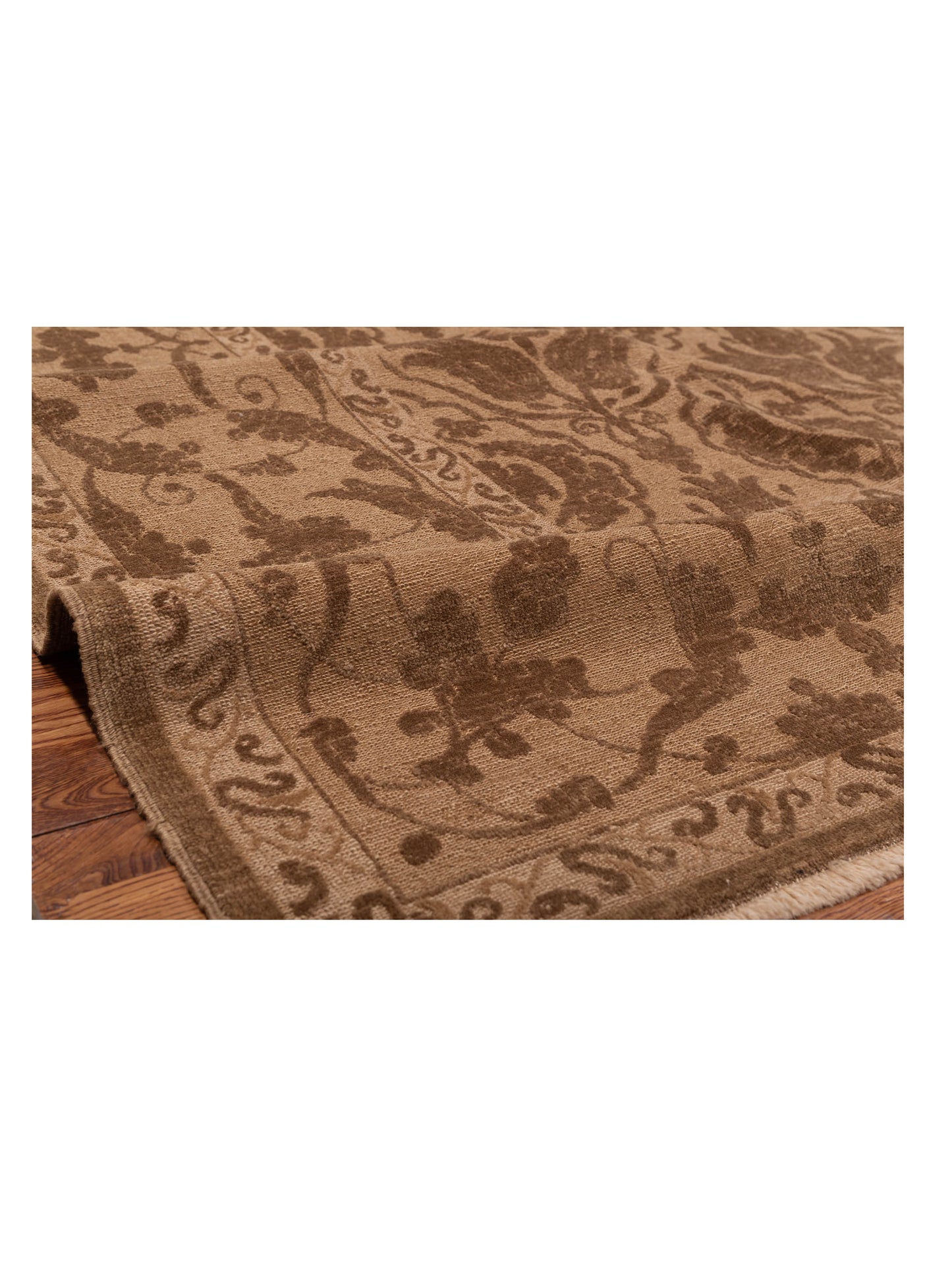 Defnera Dark Brown Brown 9.4x11.11 Hand Knotted Rug