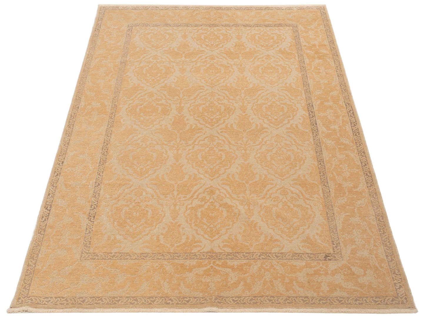 Defnera Cream Gold 6.3x9 Hand Knotted Rug