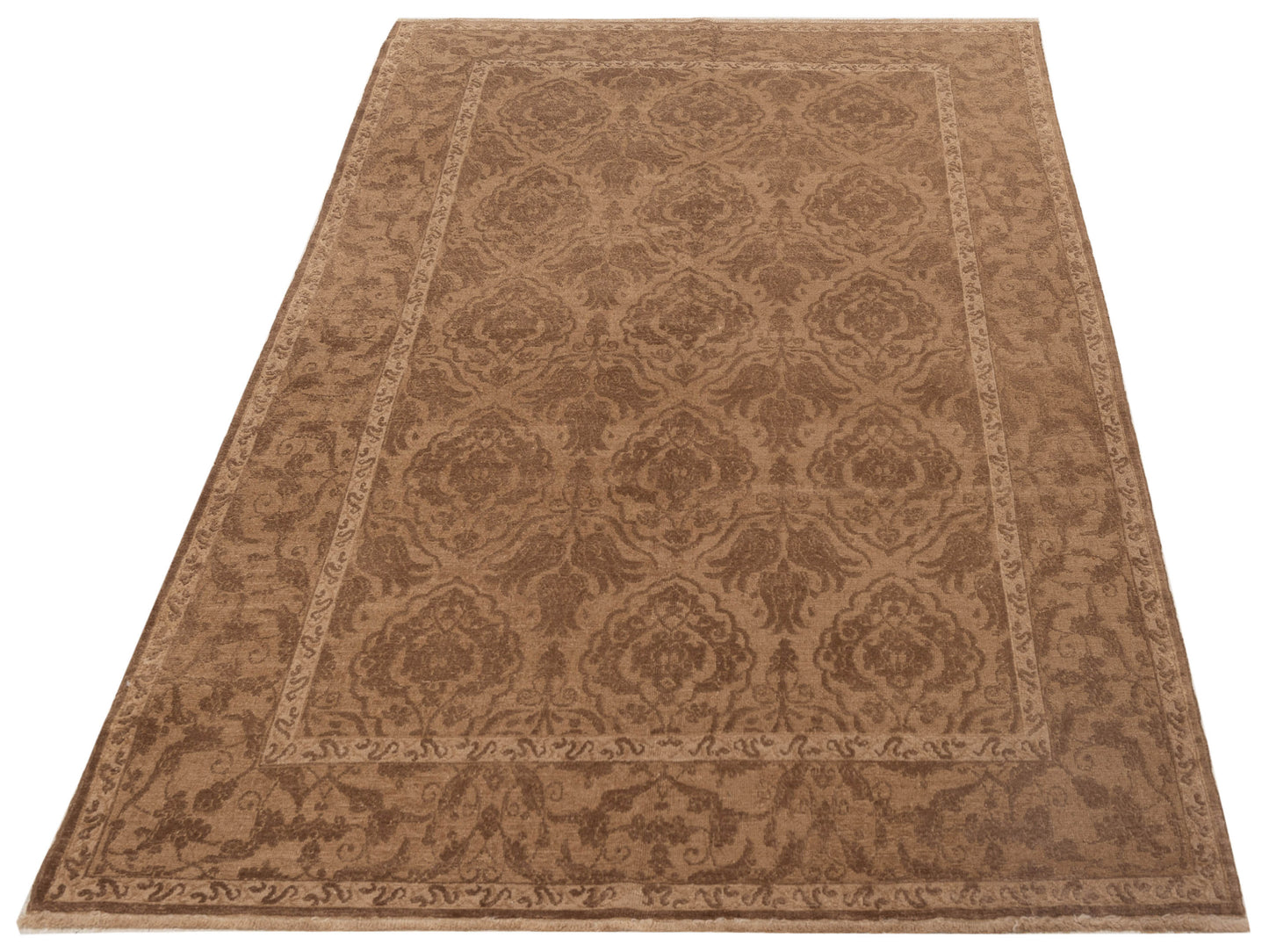 Defnera Brown Dark Brown 6.1x9 Hand Knotted Rug