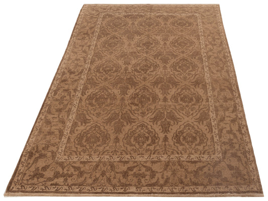 Defnera Brown Dark Brown 6.1x9 Hand Knotted Rug