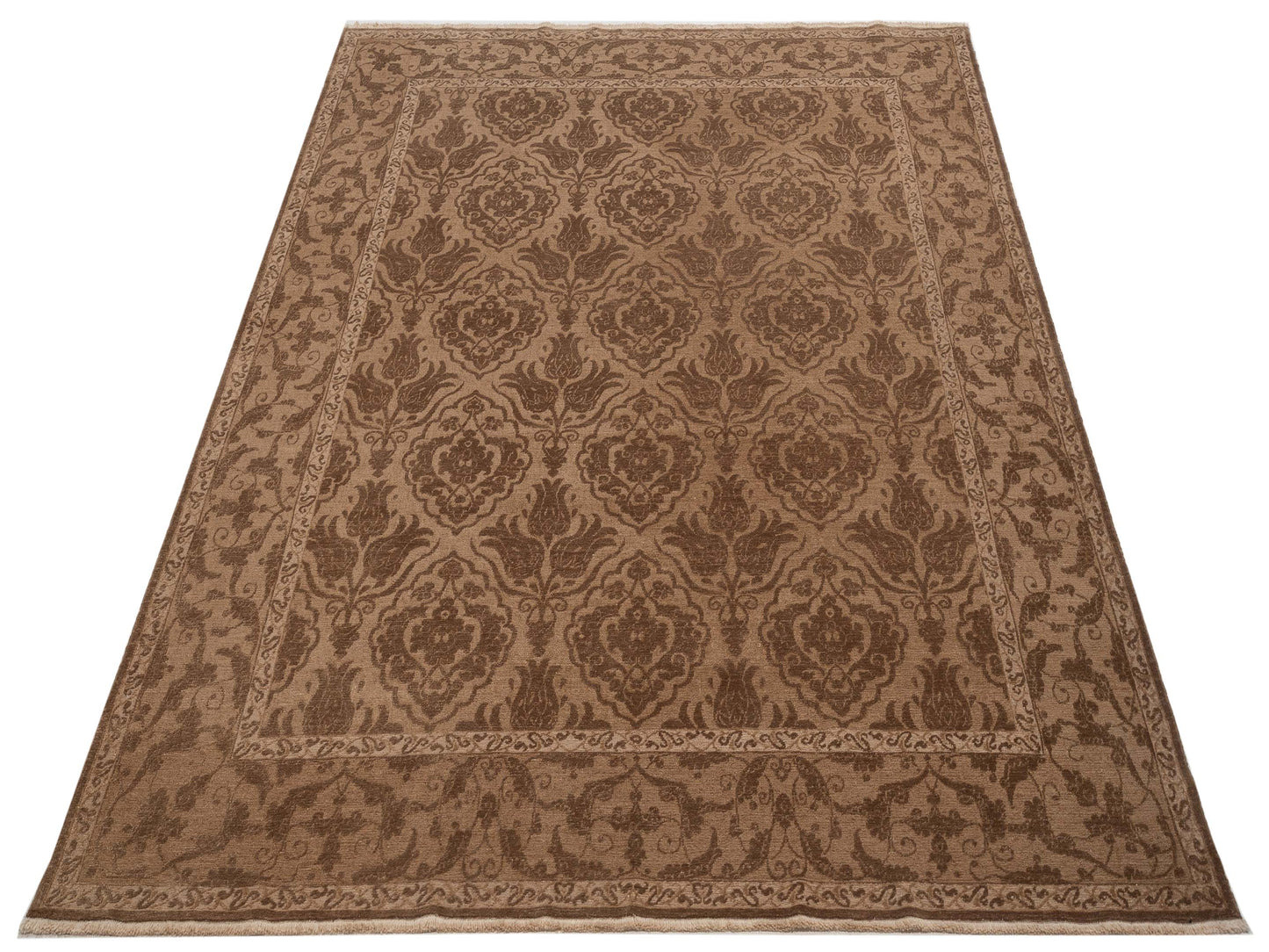 Defnera Brown Dark Brown 8.3x10 Hand Knotted Rug