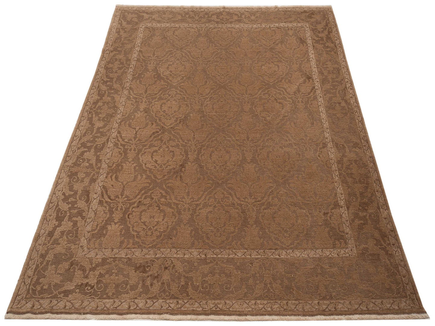 Defnera Dark Brown Brown 8.3x10 Hand Knotted Rug