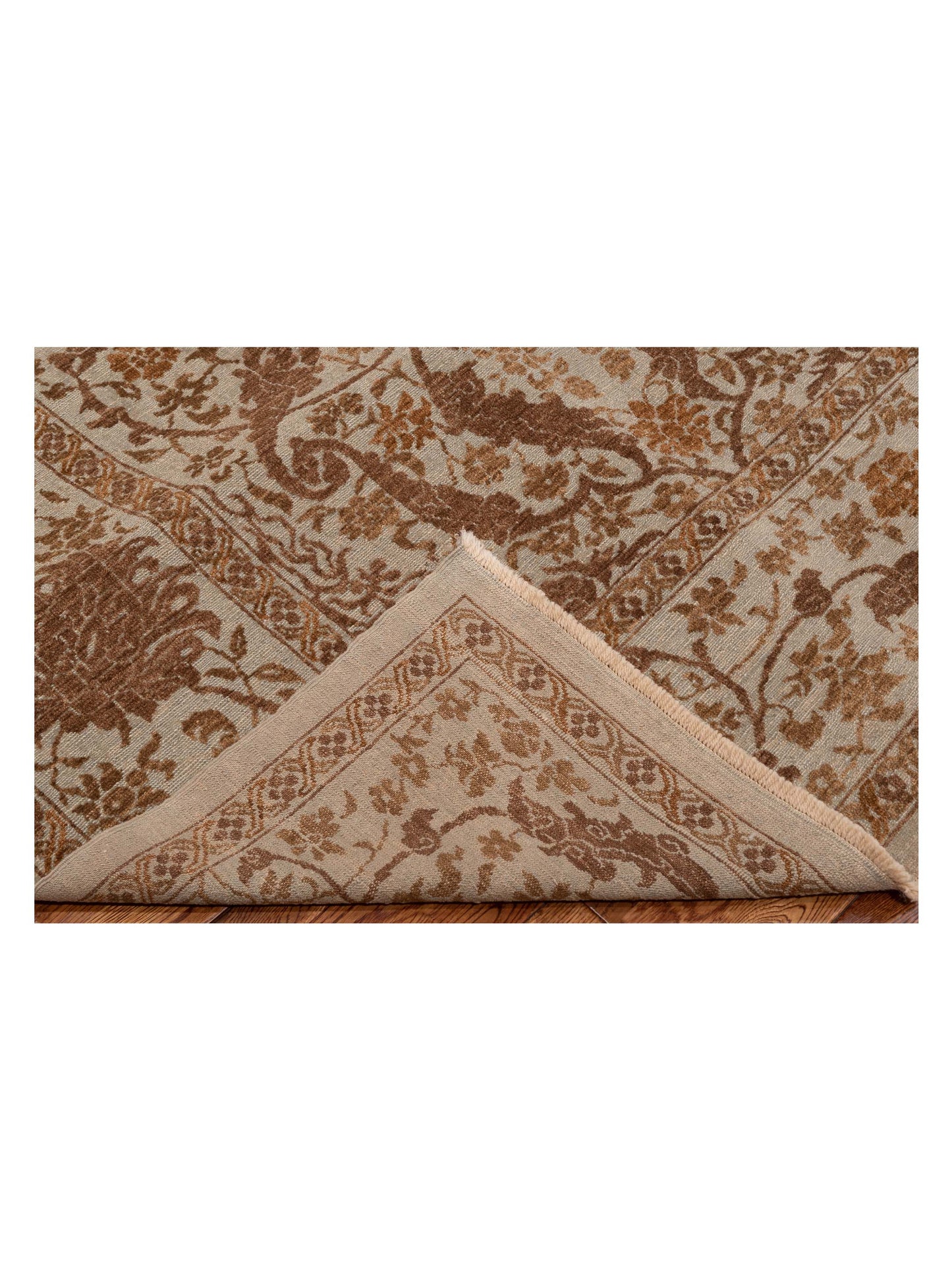 Defnera Ice Blue Dark Brown 9.4x11.10 Hand Knotted Rug