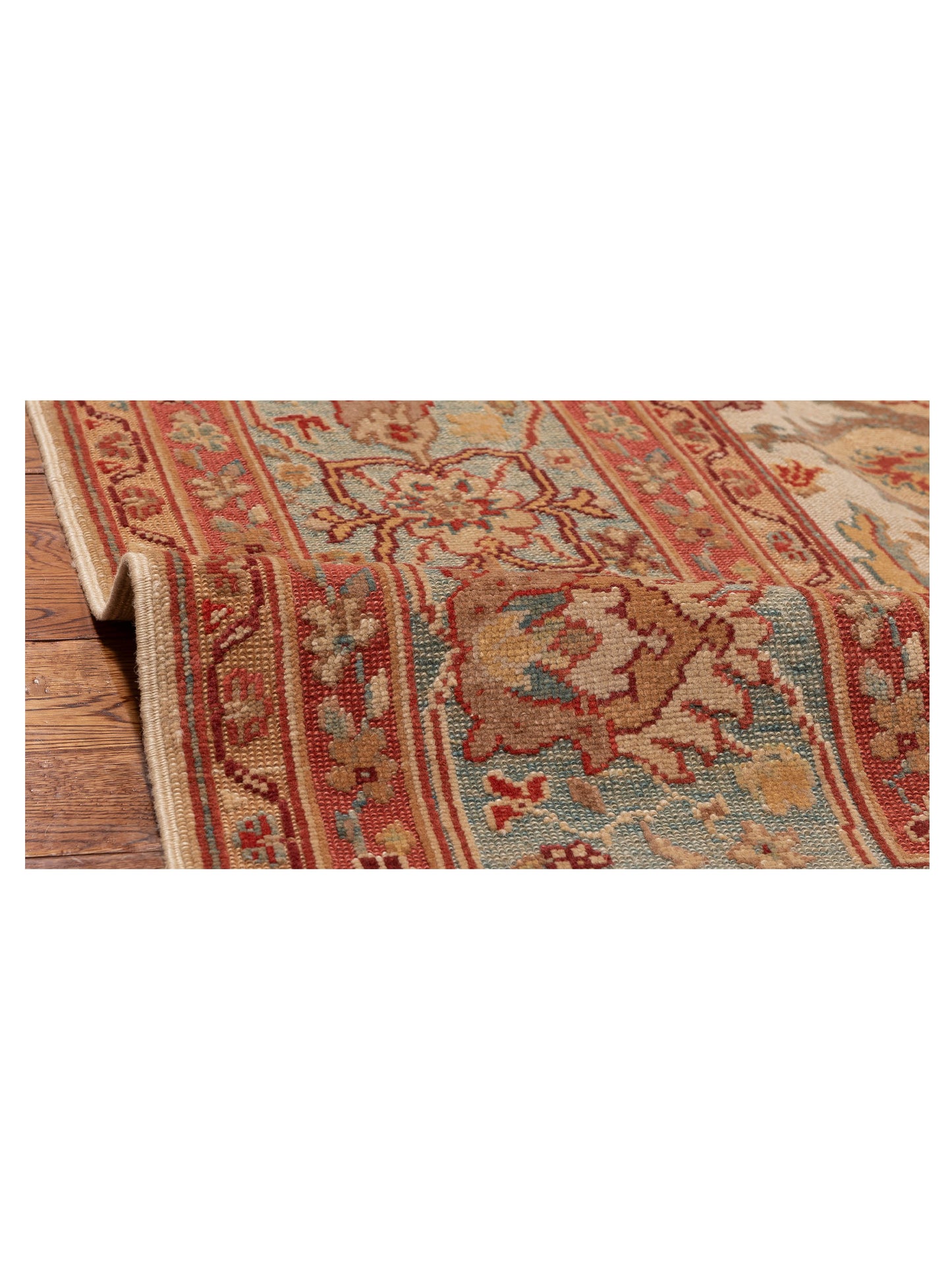 Antiqua Loom Beige Blue 9.4x13.4 Hand Knotted Rug