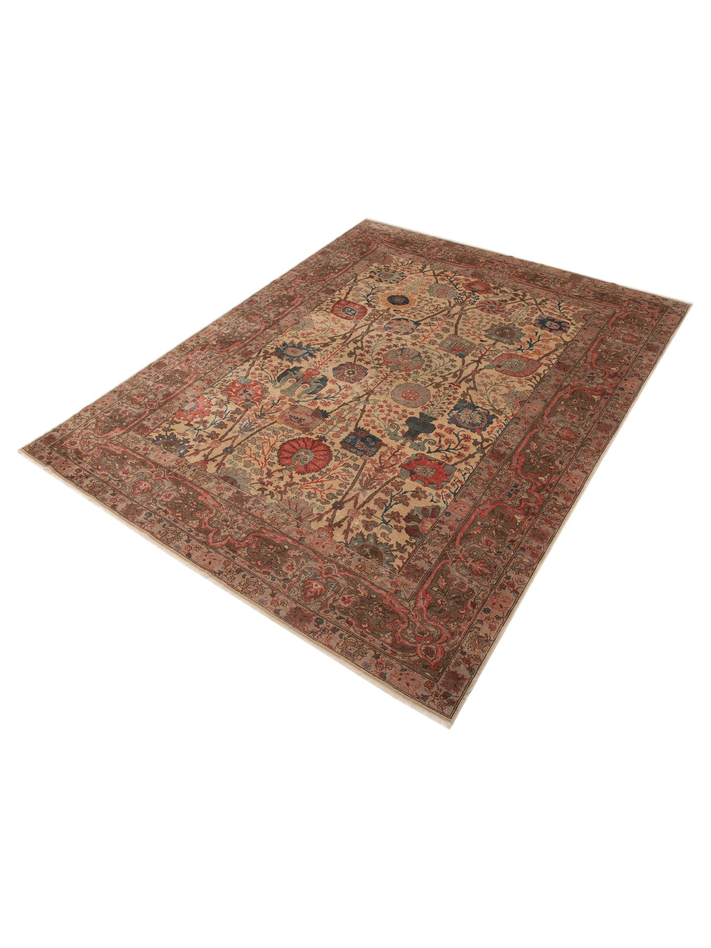 Antiqua Loom Beige Brown 9.3x11.9 Hand Knotted Rug