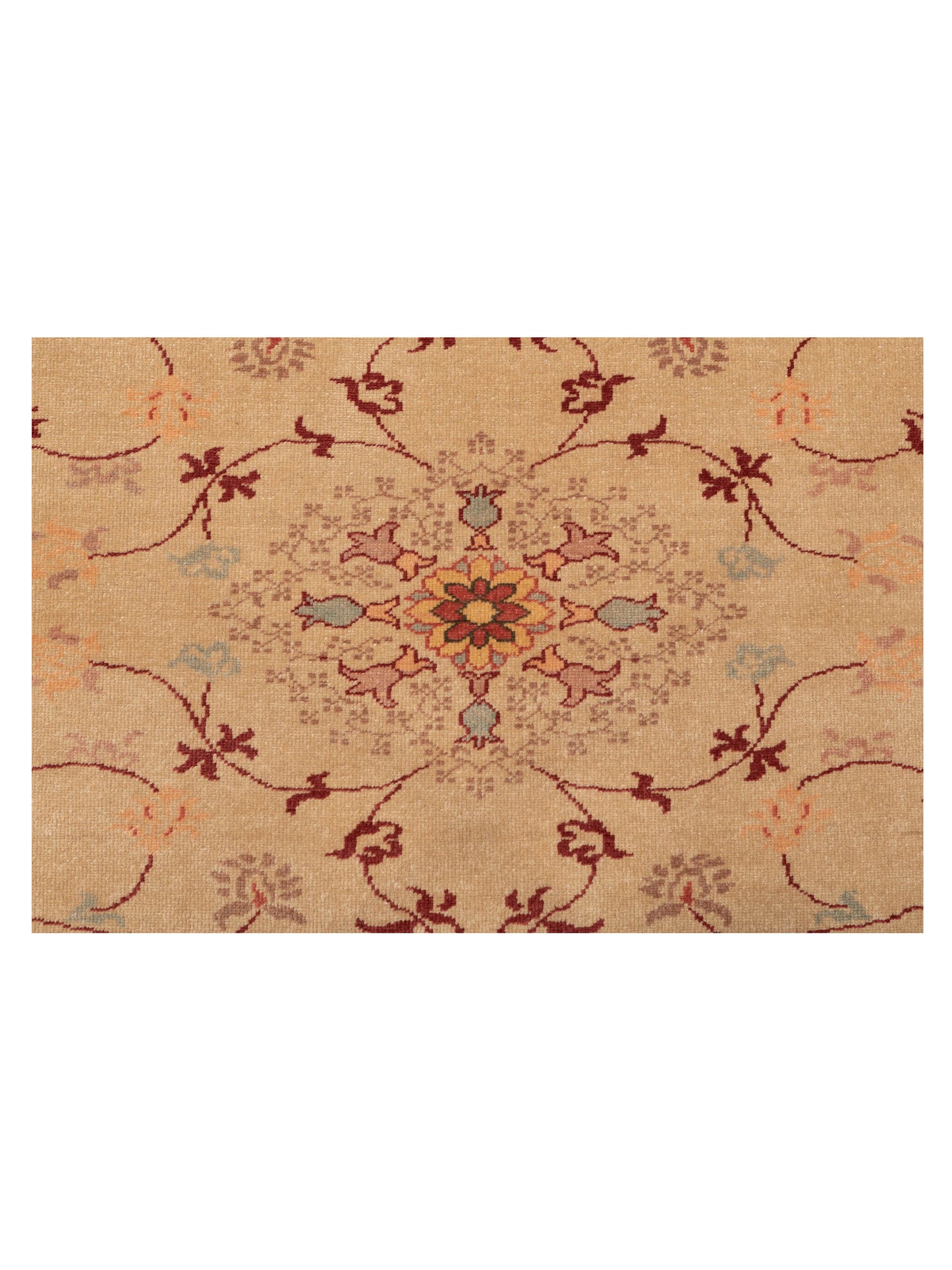Antiqua Loom Cream Burgundy 9.4x12.6 Hand Knotted Rug