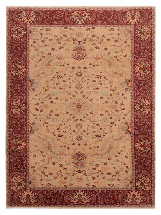 Pasha Antique Loom  Cream Burgundy Traditional