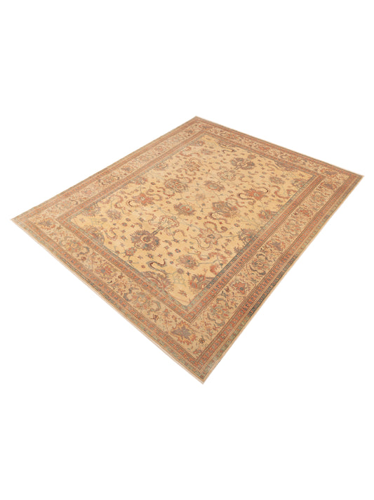 Antiqua Loom Gold Ivory 9.4x11.5 Hand Knotted Rug