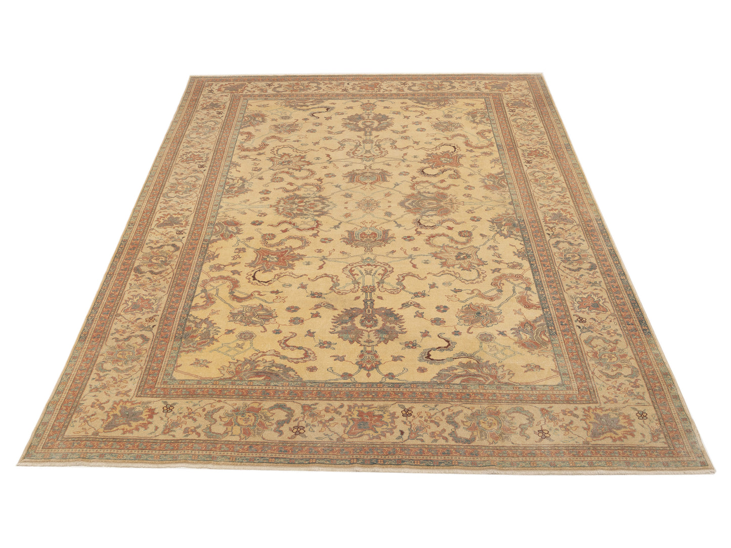 Antiqua Loom Gold Ivory 9.4x11.5 Hand Knotted Rug