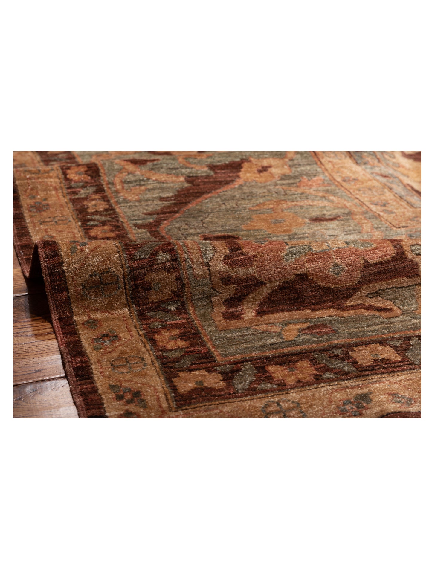 Elvaria Plum Green 14.4x17.9 Hand Knotted Rug