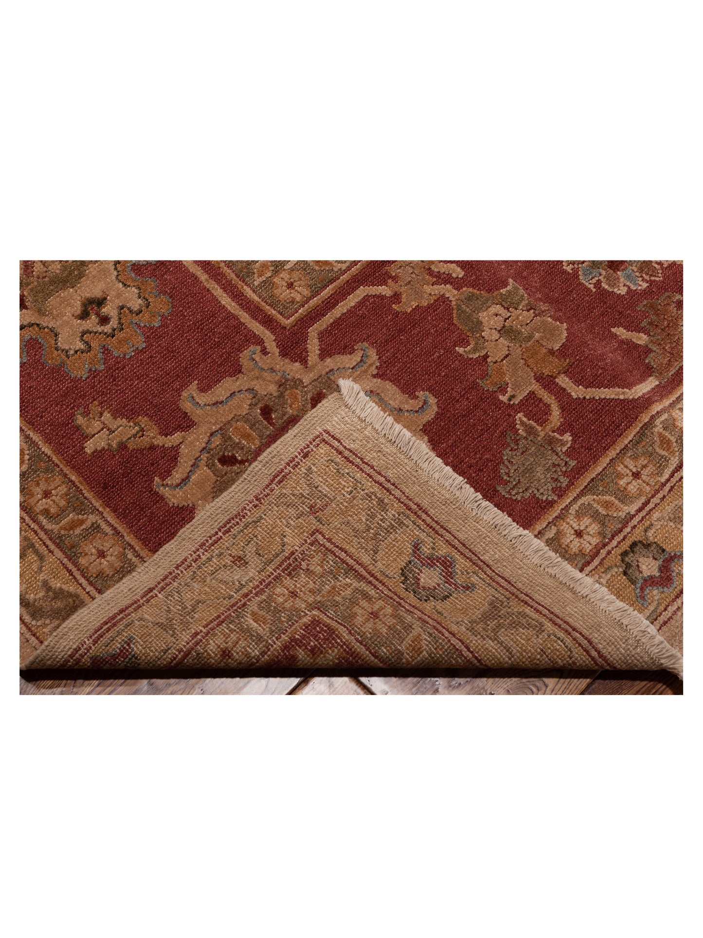 Turkish Elvaria Beige Red 11.8x17.2 Hand Knotted Rug