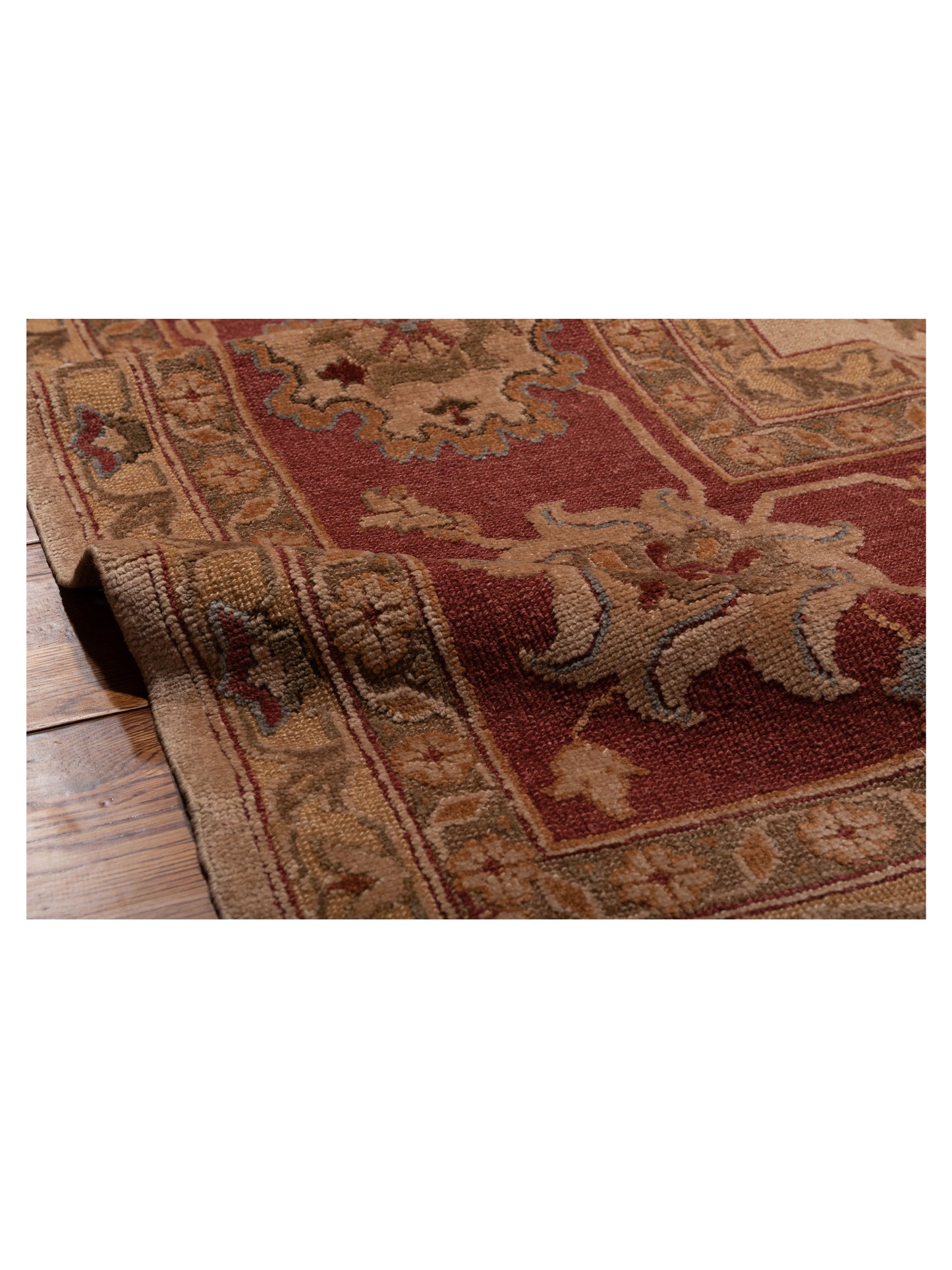 Turkish Elvaria Beige Red 11.8x17.2 Hand Knotted Rug
