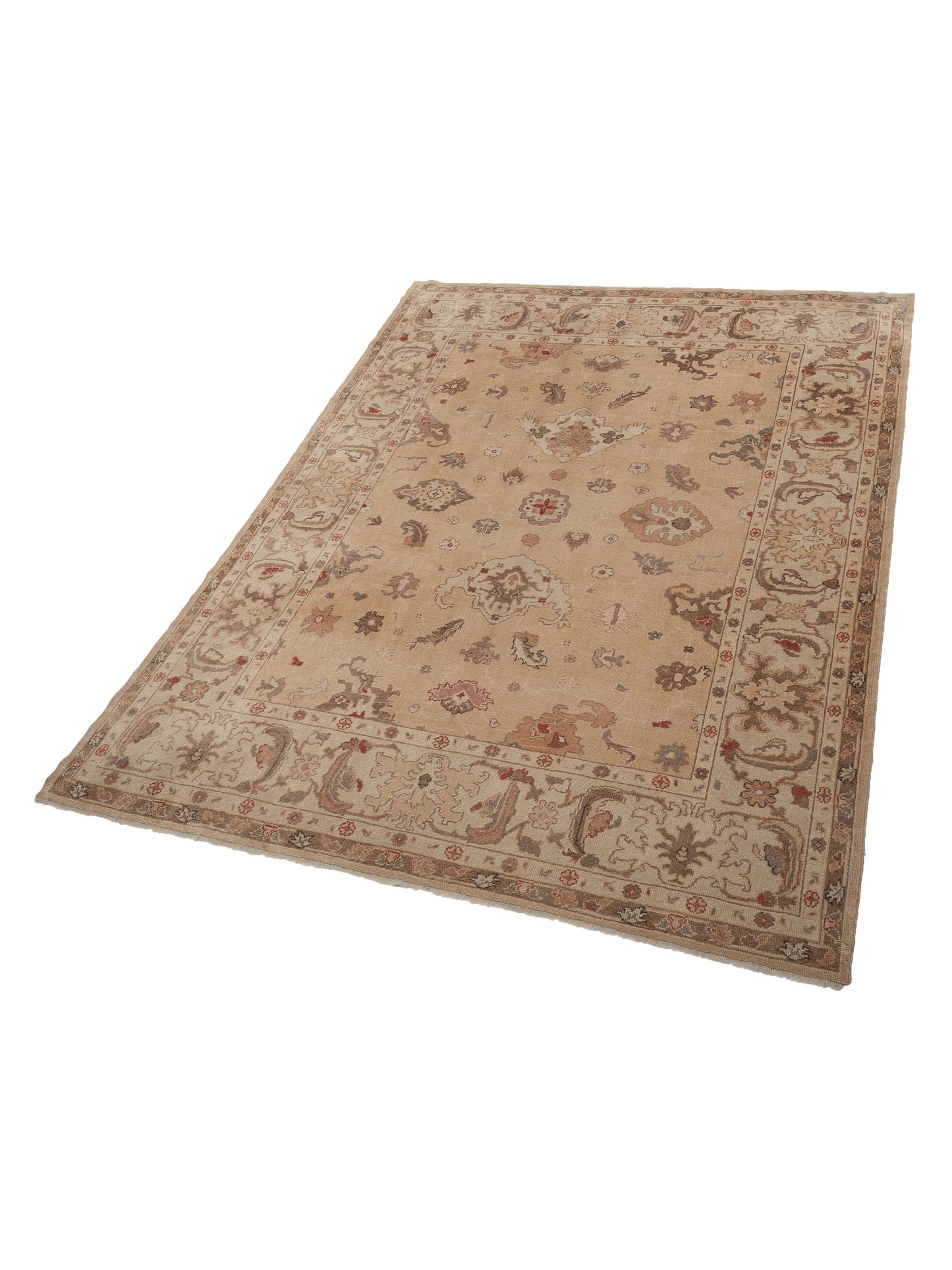 Oushak Gold Ivory 8.11x11.10 Hand Knotted Rug