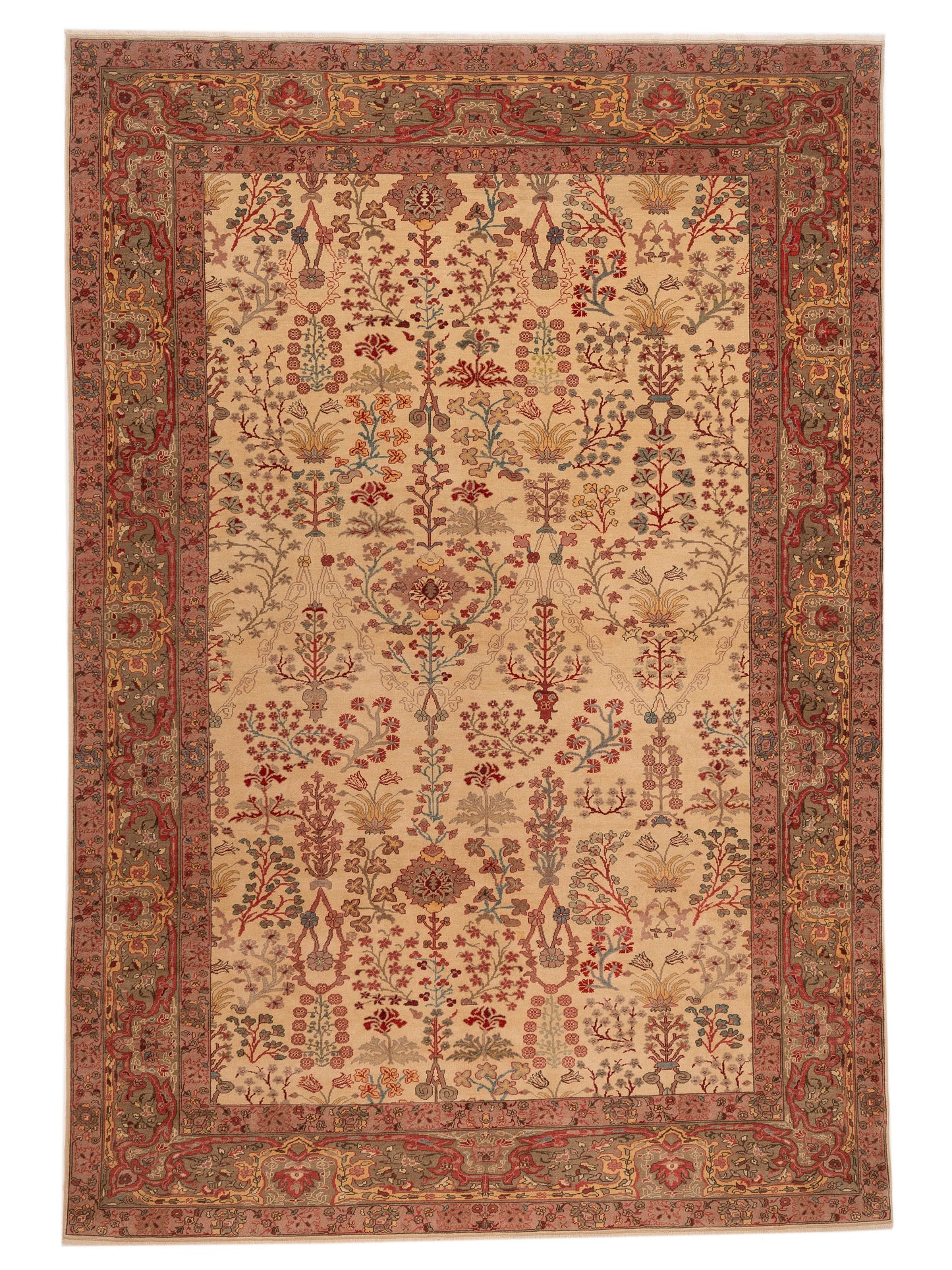 Pasha Antique Loom  Ivory Green Traditional