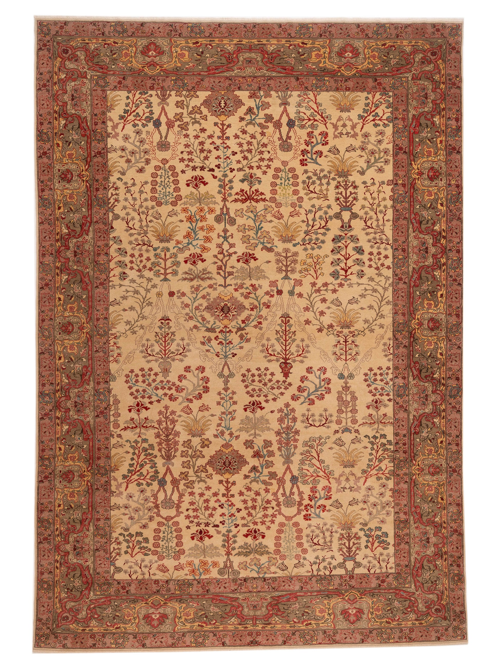 Pasha Antique Loom  Ivory Green Traditional