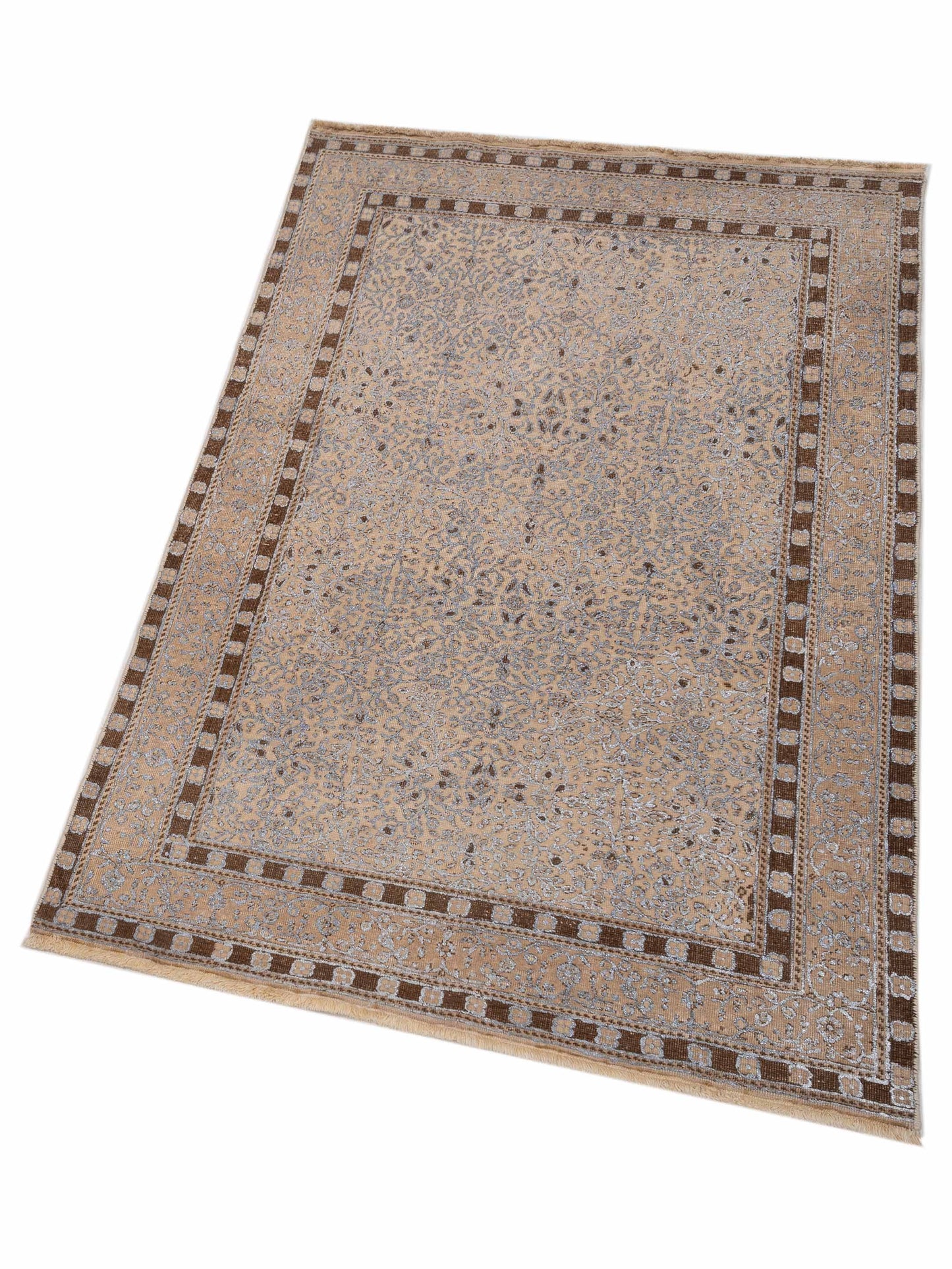 Vintage Beige 3.8x5.7 Hand Knotted Rug