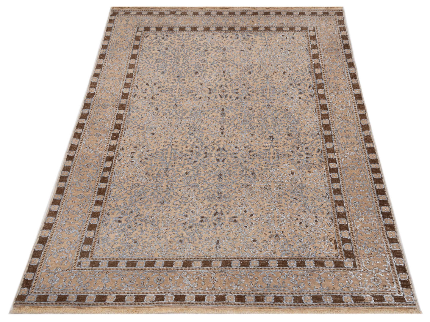 Vintage Beige 3.8x5.7 Hand Knotted Rug