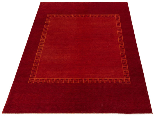 Tenzari Red 7.9x9.8 Hand Knotted Rug