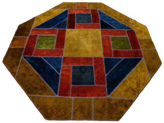 Patchwork Multi 10.8x10.8 Hand Knotted Rug